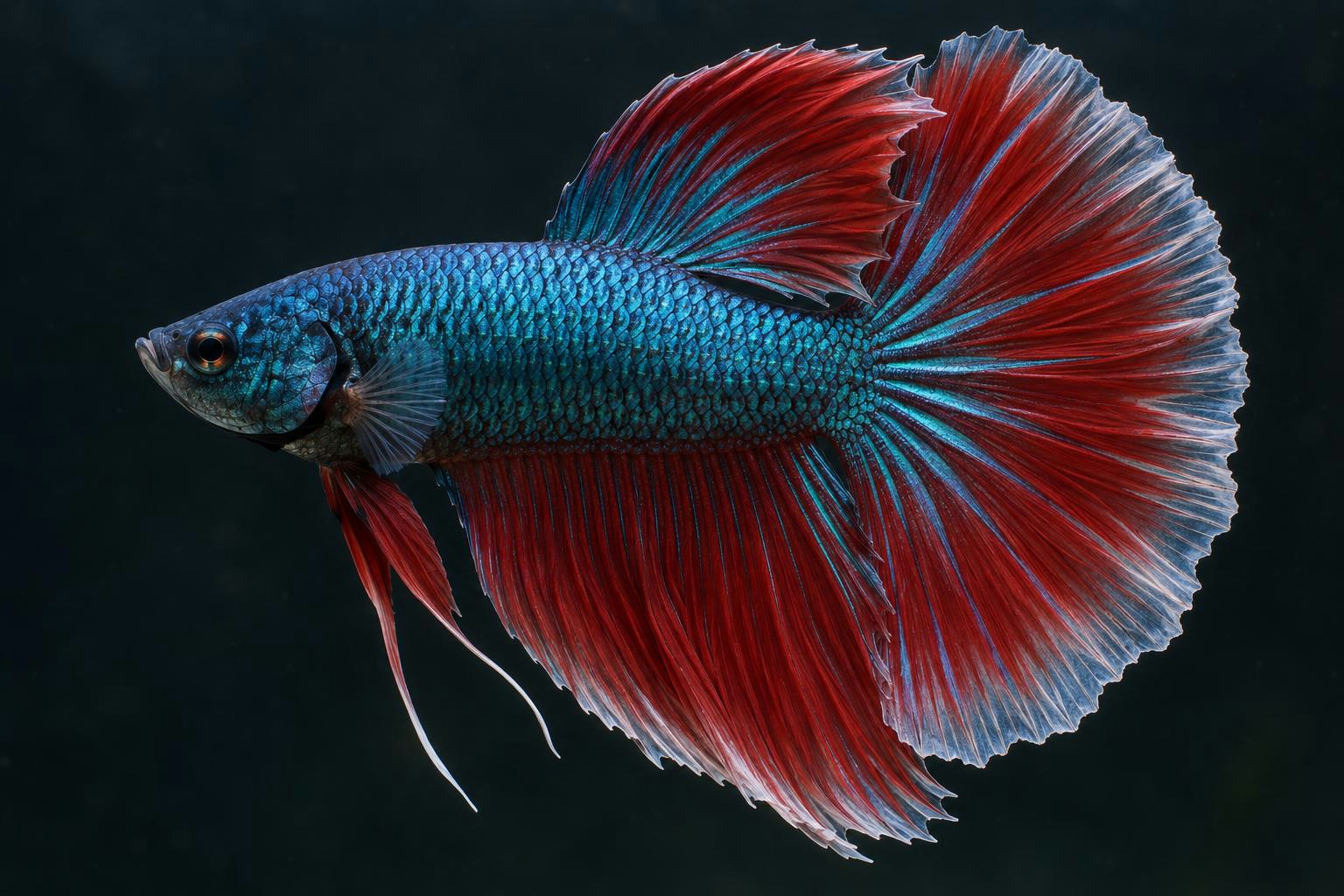 01 / Proportions: The lateral profile guides the body taper, the separate fins and the halfmoon outline.